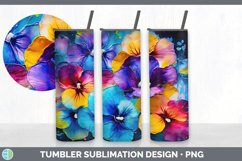 Neon Pansy Flowers Tumbler | Bundle 20 oz Skinny Tumbler Des Product Image 6