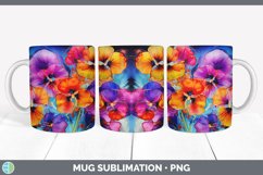 Neon Pansy Flowers Mug Wrap | Bundle Coffee Cup Designs Product Image 7