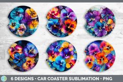 Neon Pansy Flowers Car Coaster | Bundle Coaster Designs Product Image 2