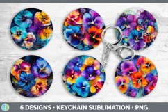 Neon Pansy Flowers Keychain | Bundle Keyring Designs Product Image 2