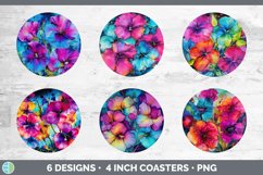Neon Petunia Flowers Round Coaster | Bundle Coaster Designs Product Image 2