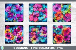 Neon Petunia Flowers Square Coaster | Bundle Coaster Designs Product Image 2