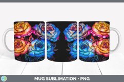 Neon Rose Flowers Mug Wrap | Bundle Coffee Cup Designs Product Image 2
