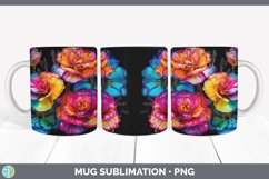 Neon Rose Flowers Mug Wrap | Bundle Coffee Cup Designs Product Image 3