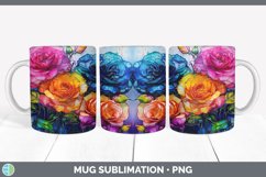 Neon Rose Flowers Mug Wrap | Bundle Coffee Cup Designs Product Image 4