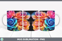 Neon Rose Flowers Mug Wrap | Bundle Coffee Cup Designs Product Image 5