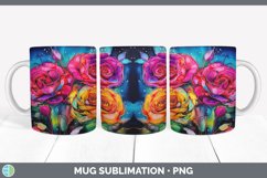 Neon Rose Flowers Mug Wrap | Bundle Coffee Cup Designs Product Image 6