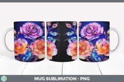 Neon Rose Flowers Mug Wrap | Bundle Coffee Cup Designs Product Image 7