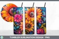 Neon Sunflower Tumbler Sublimation 20 oz Skinny Tumbler Desi Product Image 1
