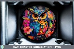 Neon Owl Car Coaster Sublimation Coaster Designs Product Image 1