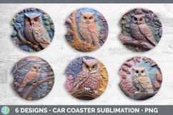 3D Owl Bird Car Coaster | Sublimation Coaster Designs Bundle Product Image 2