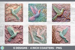 3D Hummingbird Bird Square Coaster | Sublimation Coaster Des Product Image 2