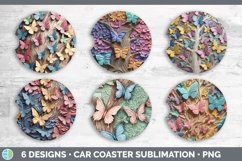 3D Butterflies Car Coaster | Sublimation Coaster Designs Bun Product Image 2