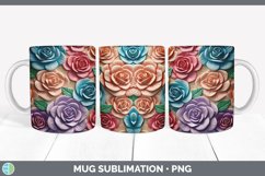 3D Rose Flowers Mug Wrap | Sublimation Coffee Cup Designs Bu Product Image 2