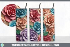 3D Rose Flowers Tumbler | Sublimation 3D Tumbler Wrap Product Image 2