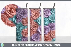 3D Rose Flowers Tumbler | Sublimation 3D Tumbler Wrap Product Image 3