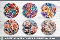3D Rose Flowers Car Coaster | Sublimation Coaster Designs Bu Product Image 2