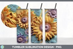 3D Sunflower Flowers Tumbler | Sublimation 3D Tumbler Wrap Product Image 3
