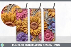 3D Sunflower Flowers Tumbler | Sublimation 3D Tumbler Wrap Product Image 5