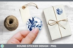 Blue and White Porcelain Hummingbird Sticker Product Image 1