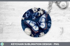 Blue and White Porcelain Butterflies Keychain Sublimation Product Image 1