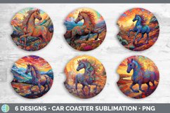 Psychedelic Horse Flowers Car Coaster | Sublimation Coaster Product Image 2