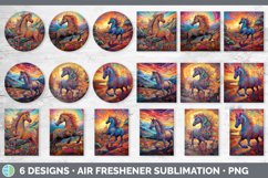 Psychedelic Horse Flowers Air Freshener | Sublimation Car Fr Product Image 2