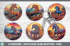 Psychedelic Horse Flowers Keychain | Sublimation Keyring Des Product Image 2