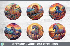 Psychedelic Horse Flowers Round Coaster | Sublimation Coaste Product Image 2