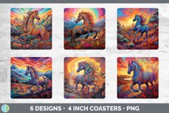 Psychedelic Horse Flowers Square Coaster | Sublimation Coast Product Image 2