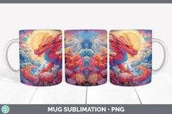 Psychedelic Dragon Flowers Mug Wrap | Sublimation Coffee Cup Product Image 3