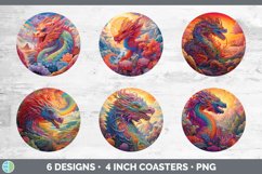 Psychedelic Dragon Flowers Round Coaster | Sublimation Coast Product Image 2