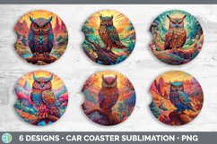 Psychedelic Owl Bird Car Coaster | Sublimation Coaster Desig Product Image 2