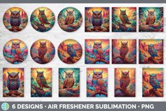 Psychedelic Owl Bird Air Freshener | Sublimation Car Freshen Product Image 2