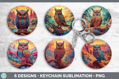 Psychedelic Owl Bird Keychain | Sublimation Keyring Designs Product Image 2