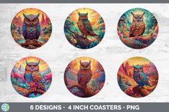 Psychedelic Owl Bird Round Coaster | Sublimation Coaster Des Product Image 2