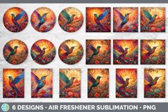 Psychedelic Hummingbird Bird Air Freshener | Sublimation Car Product Image 2
