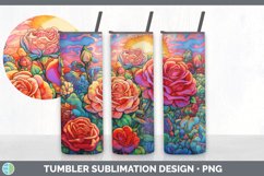 Psychedelic Rose Flowers Tumbler | Sublimation 20 oz Skinny Product Image 2