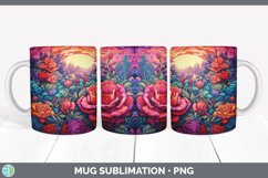 Psychedelic Rose Flowers Mug Wrap | Sublimation Coffee Cup D Product Image 3