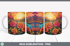 Psychedelic Rose Flowers Mug Wrap | Sublimation Coffee Cup D Product Image 5