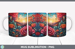 Psychedelic Rose Flowers Mug Wrap | Sublimation Coffee Cup D Product Image 6