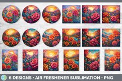 Psychedelic Rose Flowers Air Freshener | Sublimation Car Fre Product Image 2