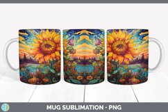 Psychedelic Sunflower Flowers Mug Wrap | Sublimation Coffee Product Image 3