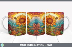 Psychedelic Sunflower Flowers Mug Wrap | Sublimation Coffee Product Image 6