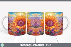 Psychedelic Sunflower Flowers Mug Wrap | Sublimation Coffee Product Image 7