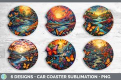 Psychedelic Butterflies Car Coaster | Sublimation Coaster De Product Image 2