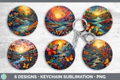 Psychedelic Butterflies Keychain | Sublimation Keyring Desig Product Image 2