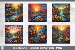 Psychedelic Butterflies Square Coaster | Sublimation Coaster Product Image 2