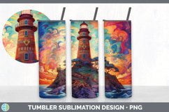 Psychedelic Lighthouse Tumbler | Sublimation 20 oz Skinny Tu Product Image 2