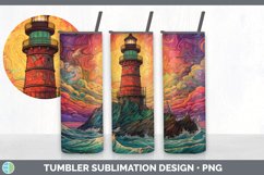 Psychedelic Lighthouse Tumbler | Sublimation 20 oz Skinny Tu Product Image 3